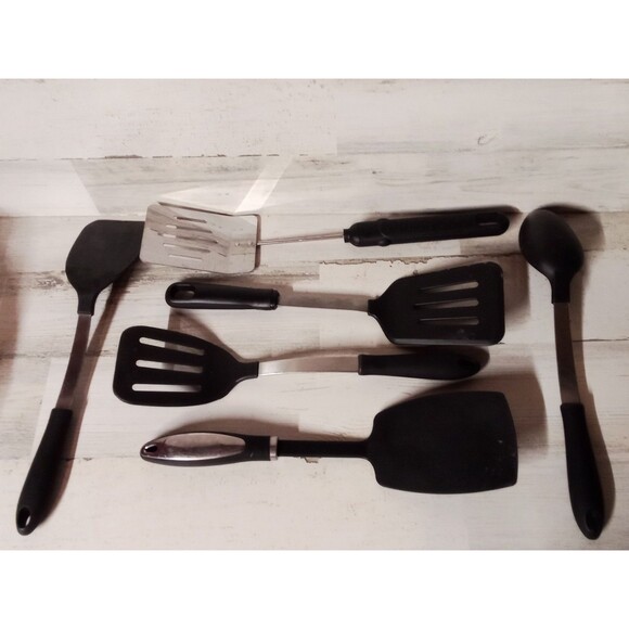 Utensil Spoon/Fatula Set Of Six Used Conditions Some Damage See Photographs - Picture 2 of 11